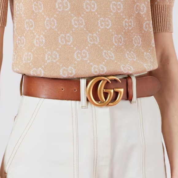 GUCCI Brown Leather Belt w/ Double G Buckle with Dust Bag and Box- 80 - Picture 13 of 13